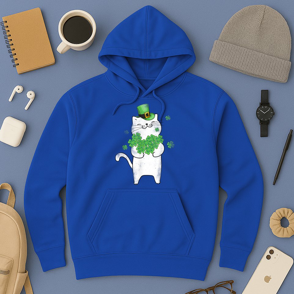 Cat Leprechaun Gift Cat Lover Shamrock Gift St Patrick's Day Gift Hoodie