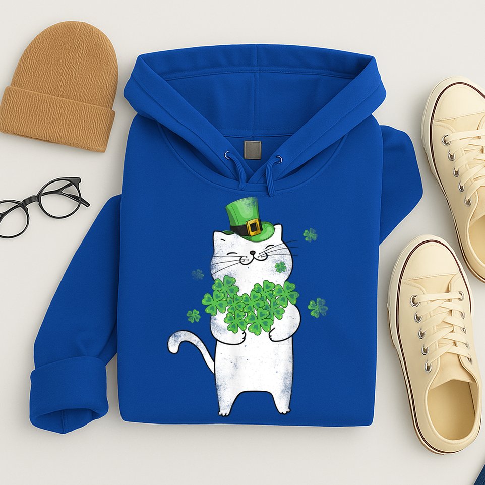 Cat Leprechaun Gift Cat Lover Shamrock Gift St Patrick's Day Gift Hoodie