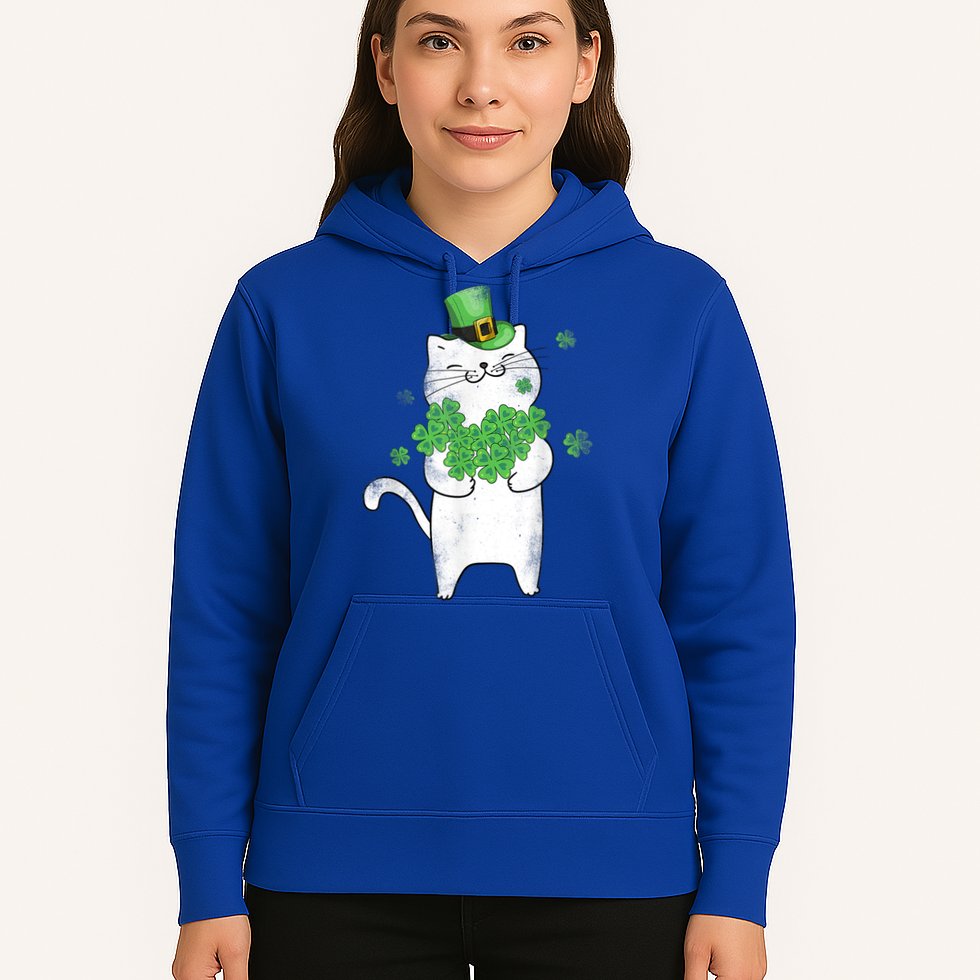 Cat Leprechaun Gift Cat Lover Shamrock Gift St Patrick's Day Gift Hoodie