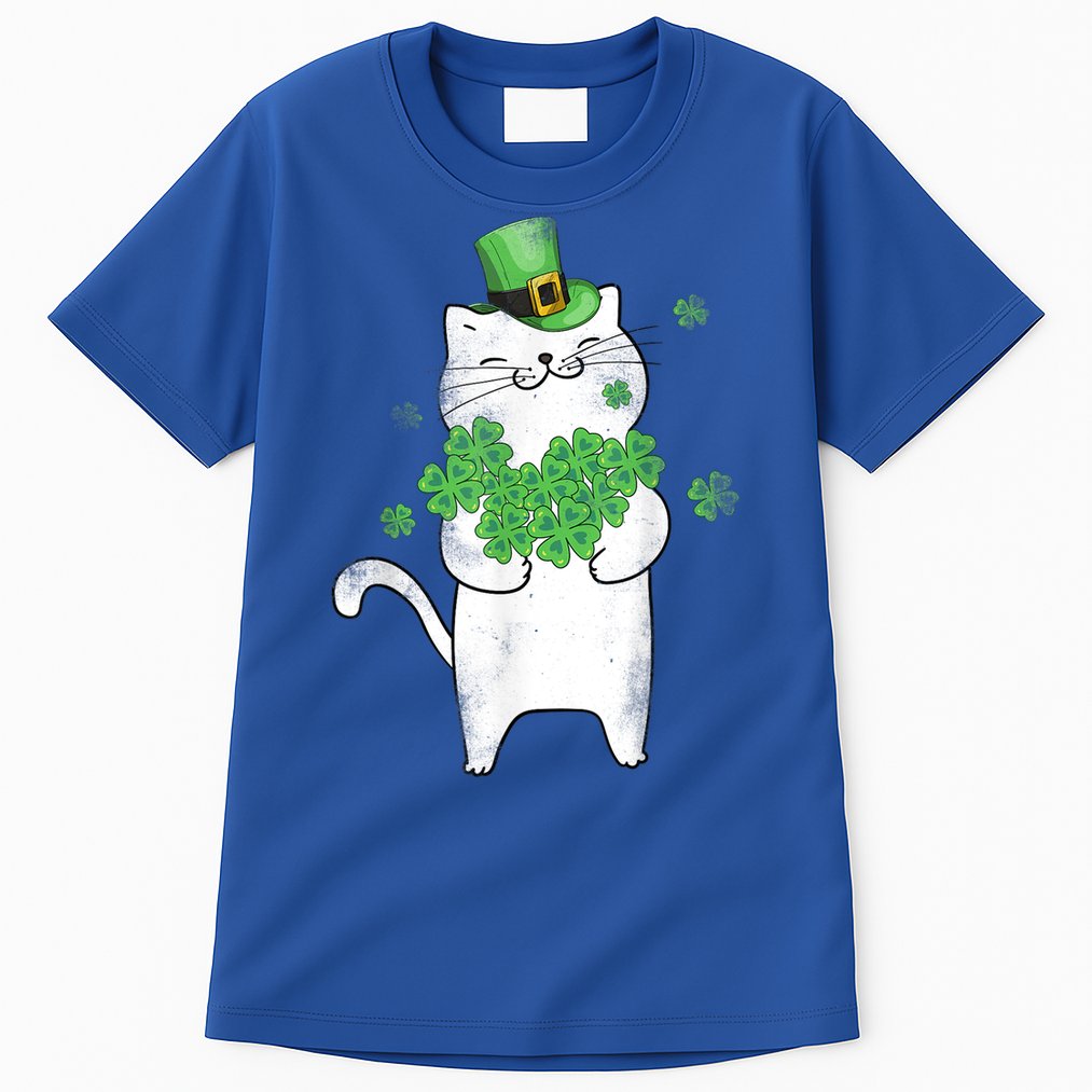 Cat Leprechaun Gift Cat Lover Shamrock Gift St Patrick's Day Gift Tall T-Shirt