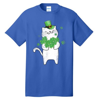 Cat Leprechaun Gift Cat Lover Shamrock Gift St Patrick's Day Gift Tall T-Shirt