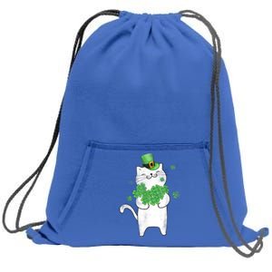 Cat Leprechaun Gift Cat Lover Shamrock Gift St Patrick's Day Gift Sweatshirt Cinch Pack Bag