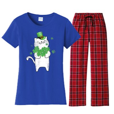 Cat Leprechaun Gift Cat Lover Shamrock Gift St Patrick's Day Gift Women's Flannel Pajama Set