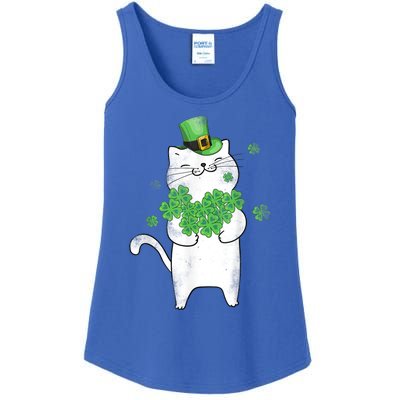 Cat Leprechaun Gift Cat Lover Shamrock Gift St Patrick's Day Gift Ladies Essential Tank