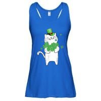 Cat Leprechaun Gift Cat Lover Shamrock Gift St Patrick's Day Gift Ladies Essential Flowy Tank