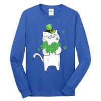 Cat Leprechaun Gift Cat Lover Shamrock Gift St Patrick's Day Gift Tall Long Sleeve T-Shirt