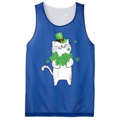 Cat Leprechaun Gift Cat Lover Shamrock Gift St Patrick's Day Gift Mesh Reversible Basketball Jersey Tank