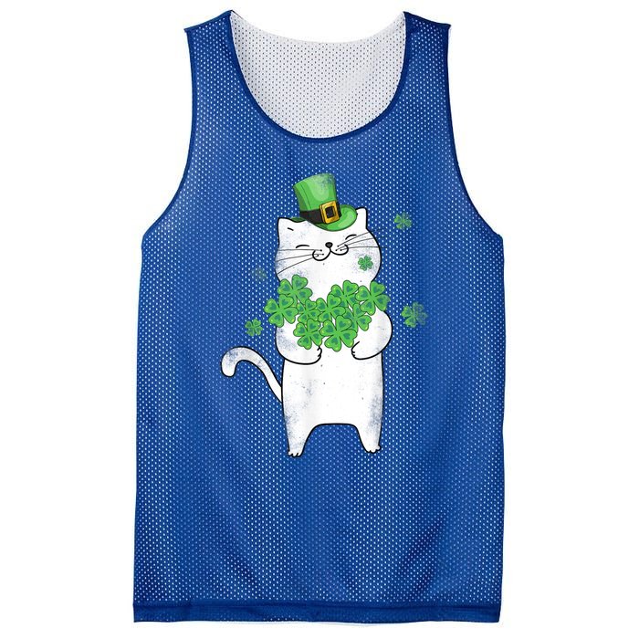 Cat Leprechaun Gift Cat Lover Shamrock Gift St Patrick's Day Gift Mesh Reversible Basketball Jersey Tank