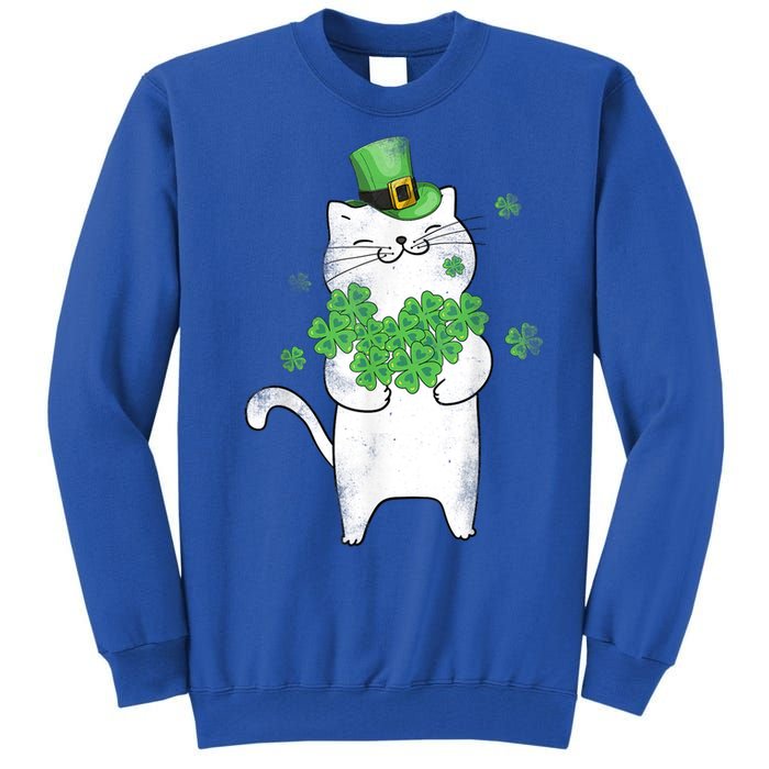 Cat Leprechaun Gift Cat Lover Shamrock Gift St Patrick's Day Gift Tall Sweatshirt