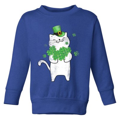 Cat Leprechaun Gift Cat Lover Shamrock Gift St Patrick's Day Gift Toddler Sweatshirt