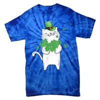 Cat Leprechaun Gift Cat Lover Shamrock Gift St Patrick's Day Gift Tie-Dye T-Shirt