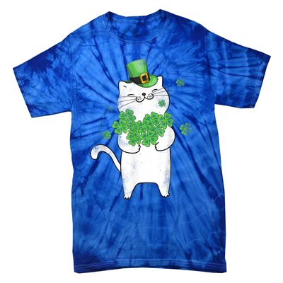 Cat Leprechaun Gift Cat Lover Shamrock Gift St Patrick's Day Gift Tie-Dye T-Shirt