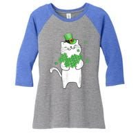 Cat Leprechaun Gift Cat Lover Shamrock Gift St Patrick's Day Gift Women's Tri-Blend 3/4-Sleeve Raglan Shirt