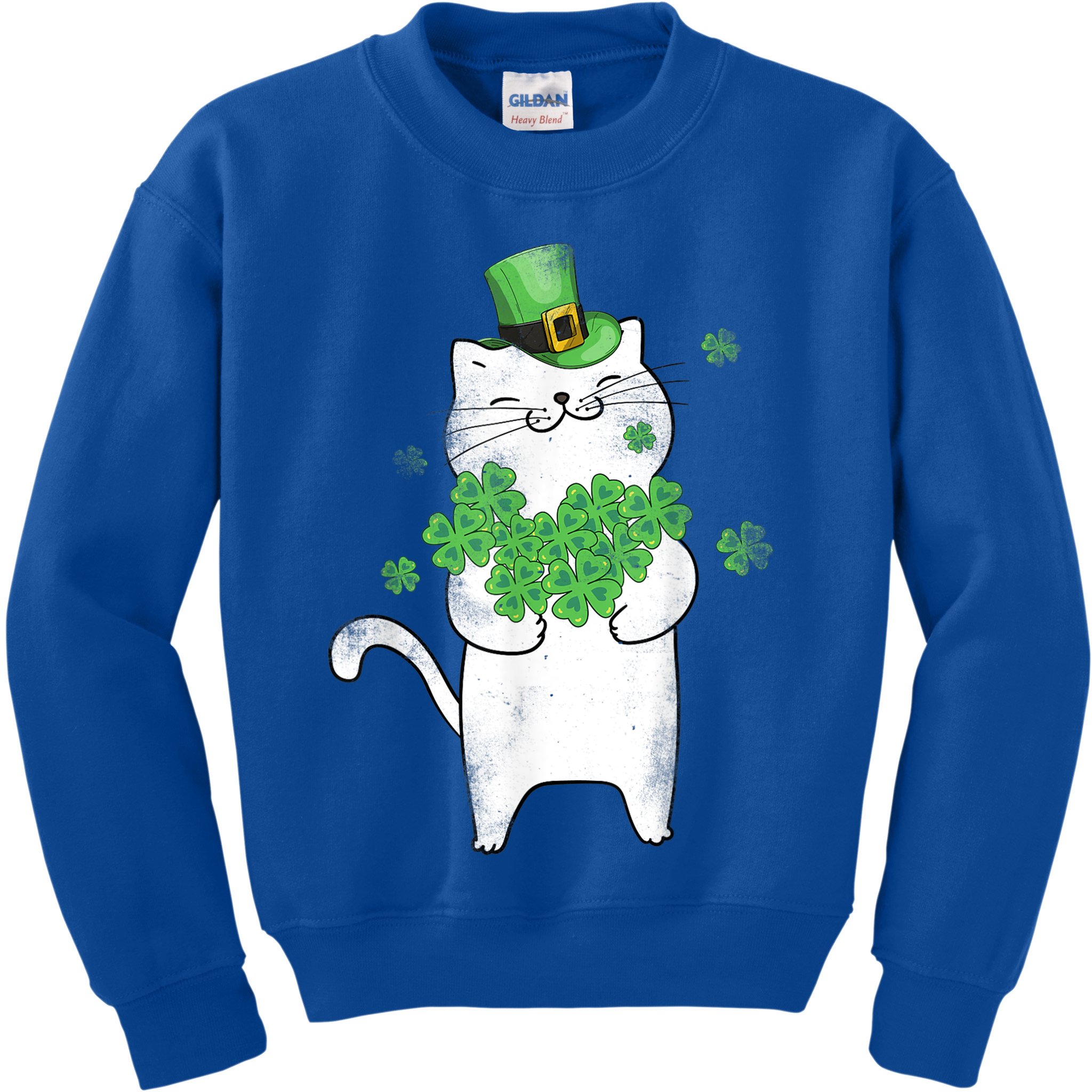 Cat Leprechaun Gift Cat Lover Shamrock Gift St Patrick's Day Gift Kids Sweatshirt