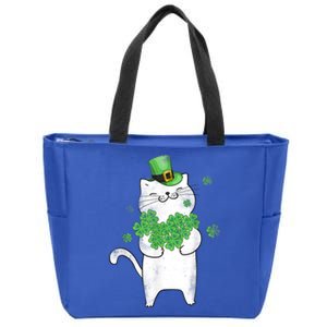 Cat Leprechaun Gift Cat Lover Shamrock Gift St Patrick's Day Gift Zip Tote Bag