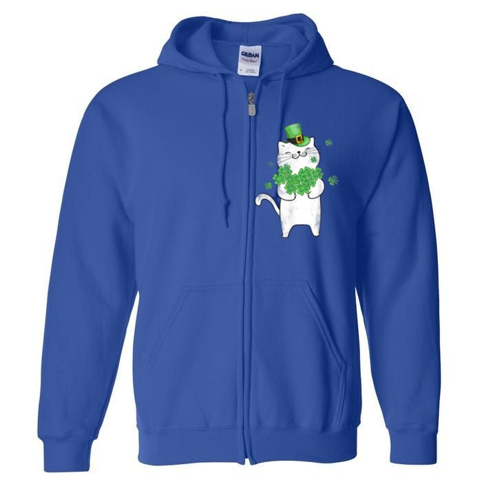 Cat Leprechaun Gift Cat Lover Shamrock Gift St Patrick's Day Gift Full Zip Hoodie