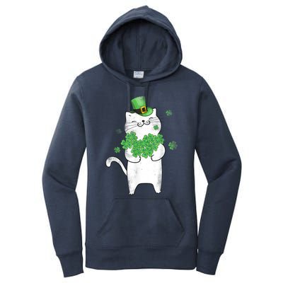 Cat Leprechaun Gift Cat Lover Shamrock Gift St Patrick's Day Gift Women's Pullover Hoodie