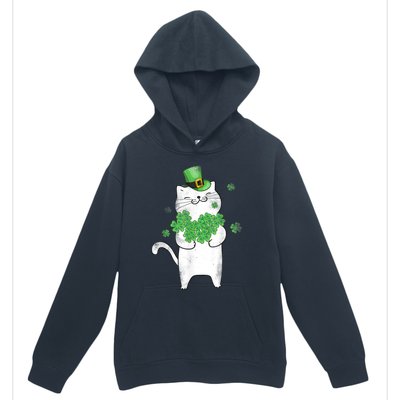 Cat Leprechaun Gift Cat Lover Shamrock Gift St Patrick's Day Gift Urban Pullover Hoodie