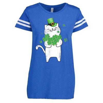 Cat Leprechaun Gift Cat Lover Shamrock Gift St Patrick's Day Gift Enza Ladies Jersey Football T-Shirt