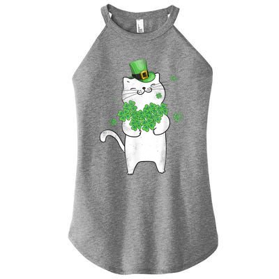 Cat Leprechaun Gift Cat Lover Shamrock Gift St Patrick's Day Gift Women's Perfect Tri Rocker Tank