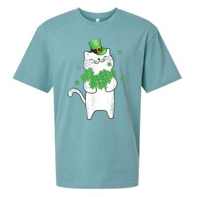 Cat Leprechaun Gift Cat Lover Shamrock Gift St Patrick's Day Gift Sueded Cloud Jersey T-Shirt