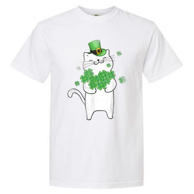 Cat Leprechaun Gift Cat Lover Shamrock Gift St Patrick's Day Gift Garment-Dyed Heavyweight T-Shirt