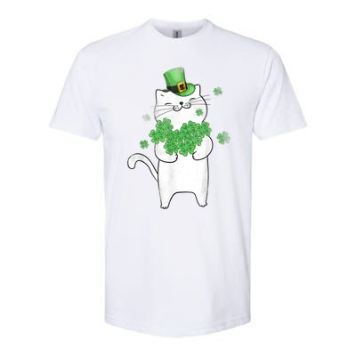 Cat Leprechaun Gift Cat Lover Shamrock Gift St Patrick's Day Gift Softstyle CVC T-Shirt