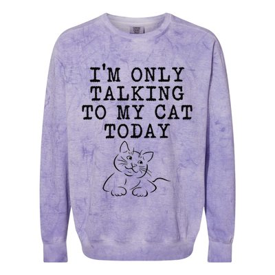 Cat Lovers Gifts Im Only Talking To My Cat Today Funny Colorblast Crewneck Sweatshirt