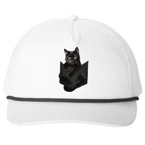 Cat Lovers Gifts Black Cat In Pocket Funny Kitten Face Snapback Five-Panel Rope Hat