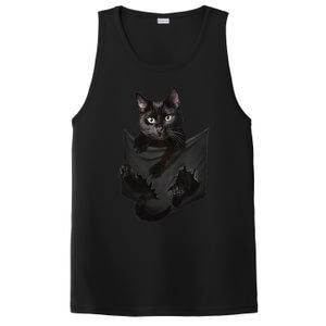 Cat Lovers Gifts Black Cat In Pocket Funny Kitten Face PosiCharge Competitor Tank