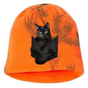 Cat Lovers Gifts Black Cat In Pocket Funny Kitten Face Kati - Camo Knit Beanie