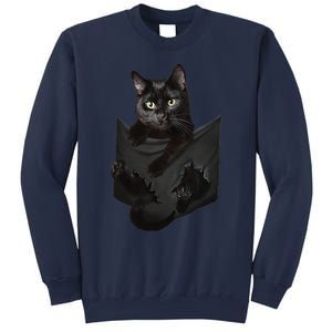 Cat Lovers Gifts Black Cat In Pocket Funny Kitten Face Sweatshirt