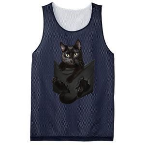 Cat Lovers Gifts Black Cat In Pocket Funny Kitten Face Mesh Reversible Basketball Jersey Tank