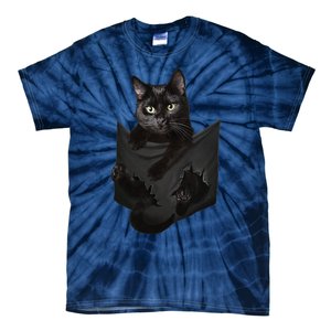 Cat Lovers Gifts Black Cat In Pocket Funny Kitten Face Tie-Dye T-Shirt