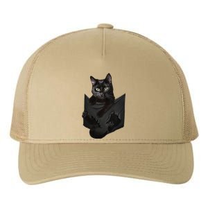 Cat Lovers Gifts Black Cat In Pocket Funny Kitten Face Yupoong Adult 5-Panel Trucker Hat