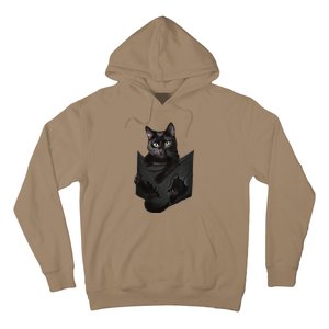 Cat Lovers Gifts Black Cat In Pocket Funny Kitten Face Hoodie