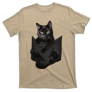 Cat Lovers Gifts Black Cat In Pocket Funny Kitten Face T-Shirt