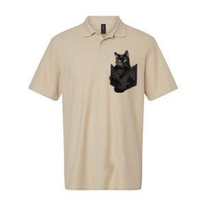 Cat Lovers Gifts Black Cat In Pocket Funny Kitten Face Softstyle Adult Sport Polo