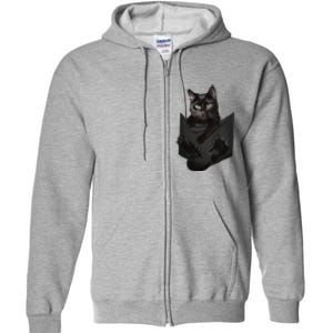 Cat Lovers Gifts Black Cat In Pocket Funny Kitten Face Full Zip Hoodie