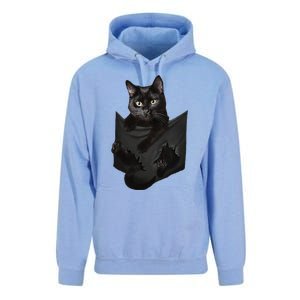 Cat Lovers Gifts Black Cat In Pocket Funny Kitten Face Unisex Surf Hoodie