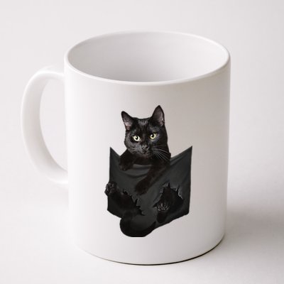 Cat Lovers Gifts Black Cat In Pocket Funny Kitten Face Coffee Mug