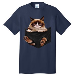 Cat Lovers Gifts Grumpy In Pocket Funny Kitten Face Tall T-Shirt