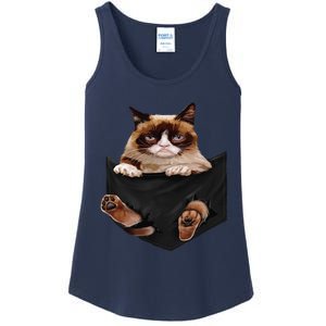 Cat Lovers Gifts Grumpy In Pocket Funny Kitten Face Ladies Essential Tank