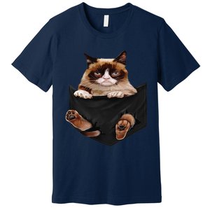 Cat Lovers Gifts Grumpy In Pocket Funny Kitten Face Premium T-Shirt