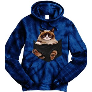 Cat Lovers Gifts Grumpy In Pocket Funny Kitten Face Tie Dye Hoodie