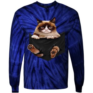 Cat Lovers Gifts Grumpy In Pocket Funny Kitten Face Tie-Dye Long Sleeve Shirt