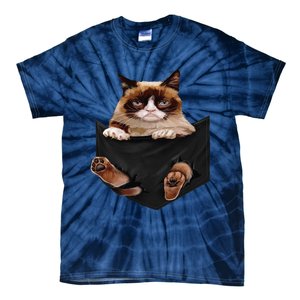 Cat Lovers Gifts Grumpy In Pocket Funny Kitten Face Tie-Dye T-Shirt