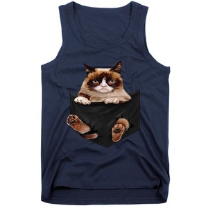 Cat Lovers Gifts Grumpy In Pocket Funny Kitten Face Tank Top