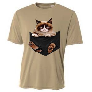 Cat Lovers Gifts Grumpy In Pocket Funny Kitten Face Cooling Performance Crew T-Shirt