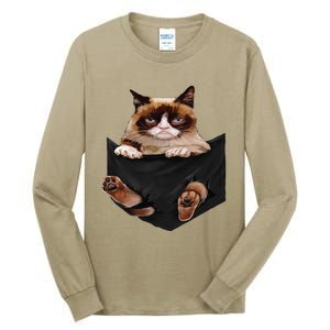 Cat Lovers Gifts Grumpy In Pocket Funny Kitten Face Tall Long Sleeve T-Shirt